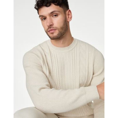 Mens Cotton Blend Textured Crew Neck Jumper - - M&S Collection - Modalova