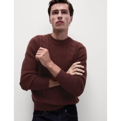 Mens Cotton Blend Textured Crew Neck Jumper - - M&S Collection - Modalova