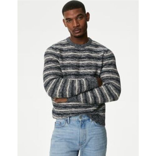 Mens Cotton Blend Striped Crew Neck Jumper - - M&S Collection - Modalova