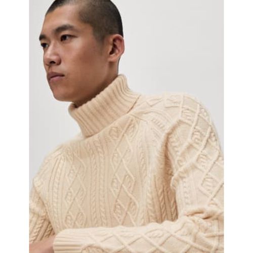 Mens Lambswool Blend Cable Roll Neck Jumper - - M&S Collection - Modalova