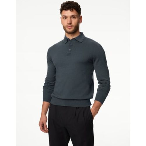 Mens Cotton Rich Knitted Polo Shirt - - M&S Collection - Modalova