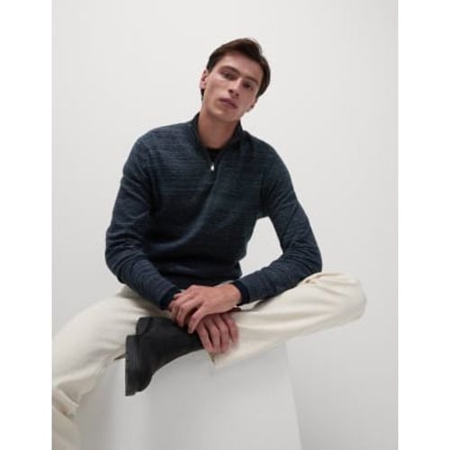 Mens Cotton Rich Half Zip Jumper - - M&S Collection - Modalova