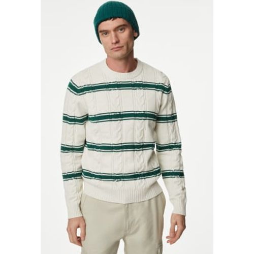 Mens Cotton Blend Striped Textured Jumper - - M&S Collection - Modalova