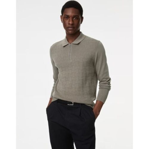 Mens Pure Cotton Textured Knitted Polo Shirt - - M&S Collection - Modalova