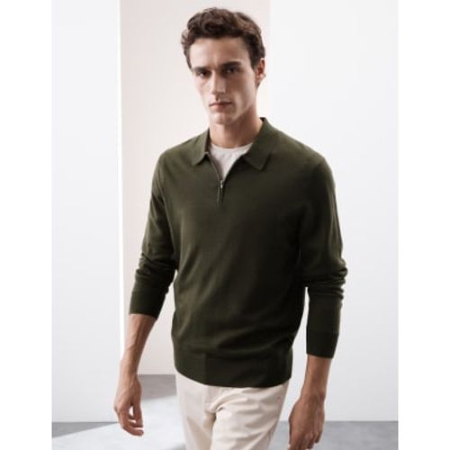 Mens Pure Extra Fine Merino Wool Knitted Polo - - Autograph - Modalova