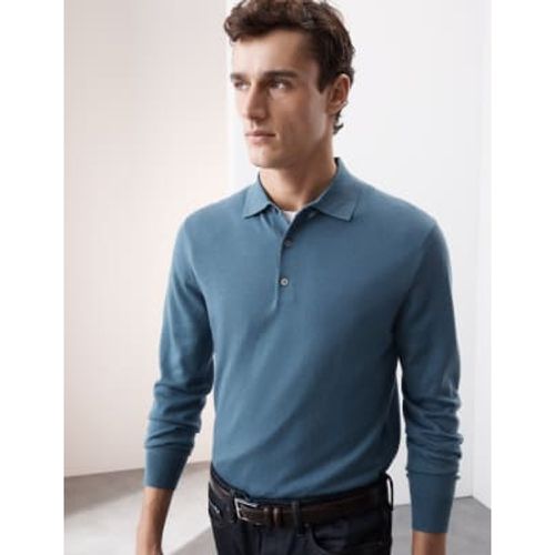 Mens Pure Extra Fine Merino Wool Knitted Polo Shirt - - Autograph - Modalova