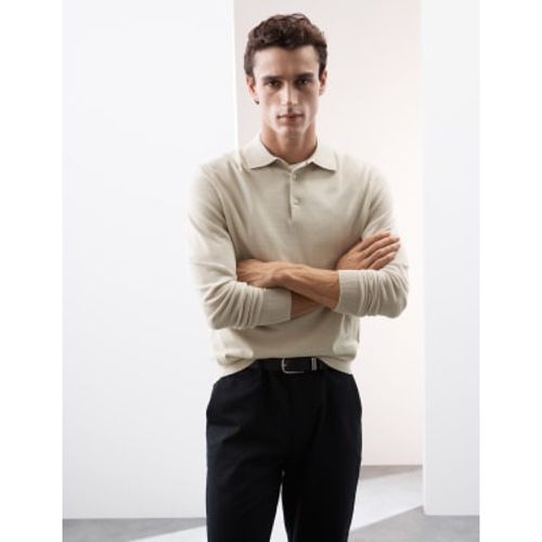 Mens Pure Extra Fine Merino Wool Knitted Polo Shirt - - Autograph - Modalova