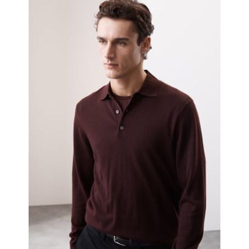 Mens Pure Extra Fine Merino Wool Knitted Polo Shirt - - Autograph - Modalova