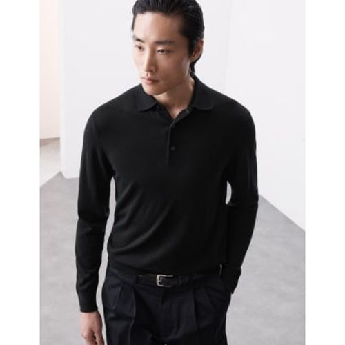 Mens Pure Extra Fine Merino Wool Knitted Polo Shirt - - Autograph - Modalova