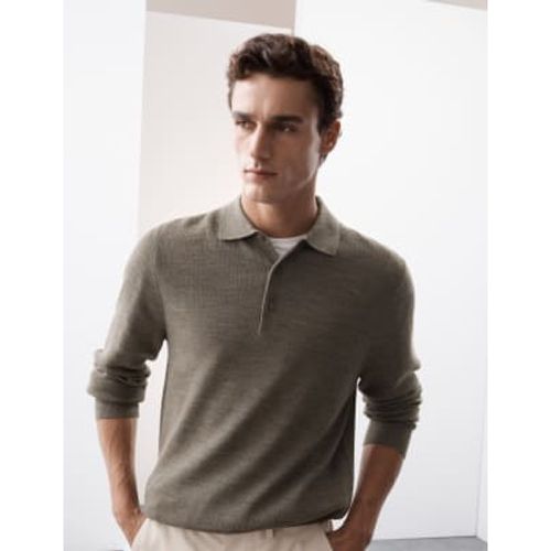 Mens Extra Fine Merino Blend Knitted Polo Shirt - - Autograph - Modalova