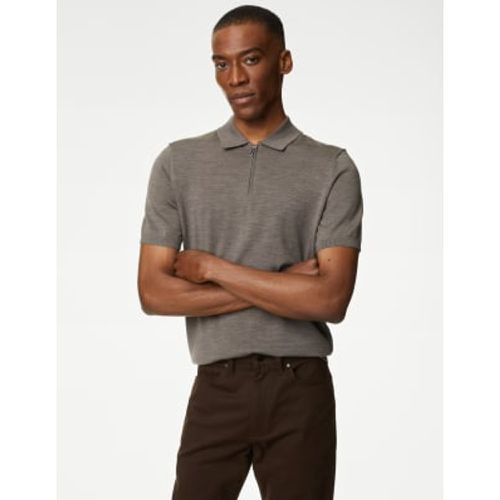 Mens Pure Extra Fine Merino Wool Knitted Polo Shirt - - Autograph - Modalova