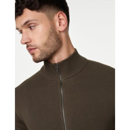 Mens Cotton Rich Funnel Neck Zip Through Jumper - - M&S Collection - Modalova