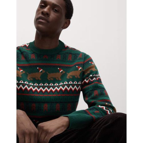 Mens Pure Cotton Fair Isle Christmas Jumper - - M&S Collection - Modalova