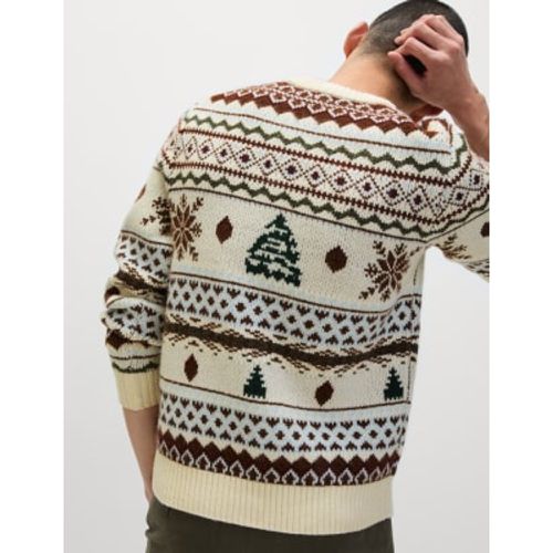 Mens Fair Isle Crew Neck Christmas Jumper - - M&S Collection - Modalova