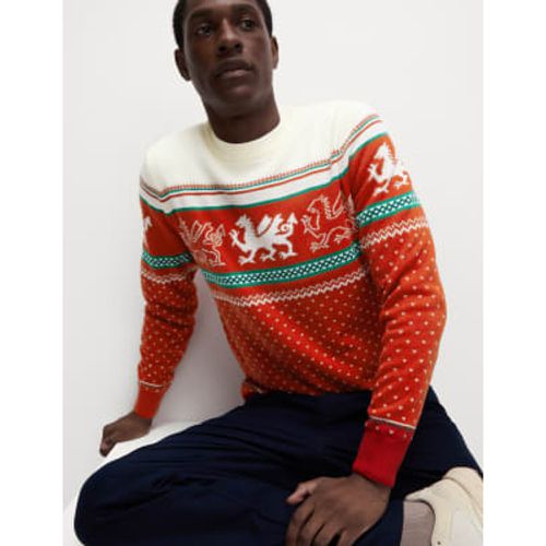 Mens Wales Christmas Jumper - - M&S Collection - Modalova