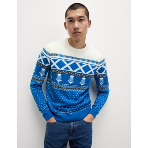 Mens Scotland Crew Neck Christmas Jumper - - M&S Collection - Modalova