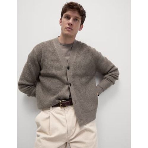 Mens Textured V-Neck Cardigan with Wool - - M&S Collection - Modalova