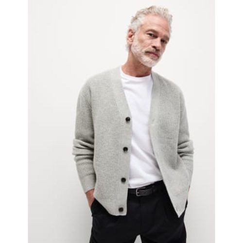 Mens Textured V-Neck Cardigan with Wool - - M&S Collection - Modalova