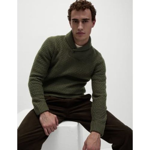 Mens Textured Shawl Collar Jumper with Wool - - M&S Collection - Modalova