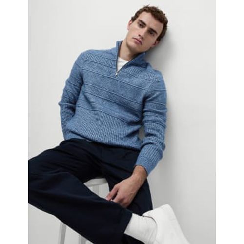 Mens Textured Half Zip Jumper with Wool - - M&S Collection - Modalova