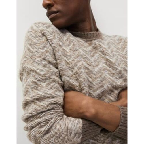 Mens Supersoft with Wool Striped Crew Neck Jumper - - M&S Collection - Modalova