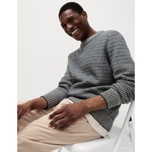 Mens Lambswool Blend Textured Crew Neck Jumper - - M&S Collection - Modalova