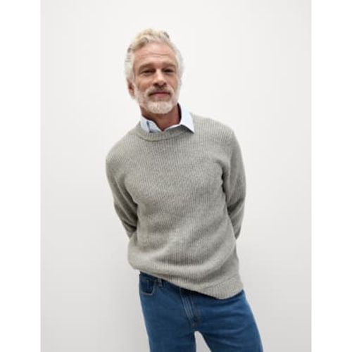 Mens Lambswool Blend Textured Crew Neck Jumper - - M&S Collection - Modalova