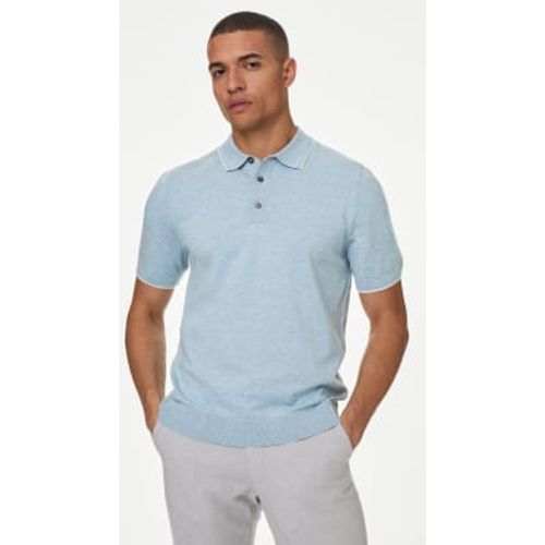 Mens Cotton Rich Short Sleeve Knitted Polo Shirt - - M&S Collection - Modalova