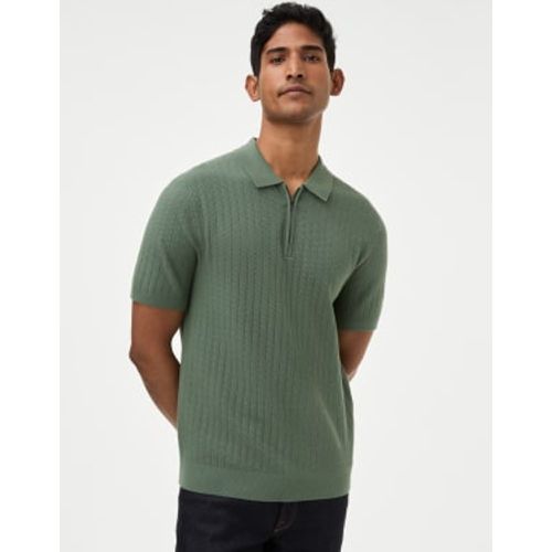 Mens Cotton Rich Textured Knitted Polo Shirt - - M&S Collection - Modalova