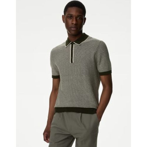 Mens Cotton Rich Textured Knitted Polo Shirt - - M&S Collection - Modalova