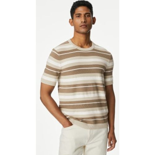 Mens Cotton Rich Striped Crew Neck Knitted T-shirt - /, / - M&S Collection - Modalova