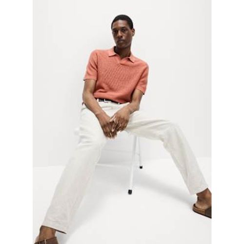 Mens Pure Cotton Open Neck Knitted Polo Shirt - M&S Collection - Modalova