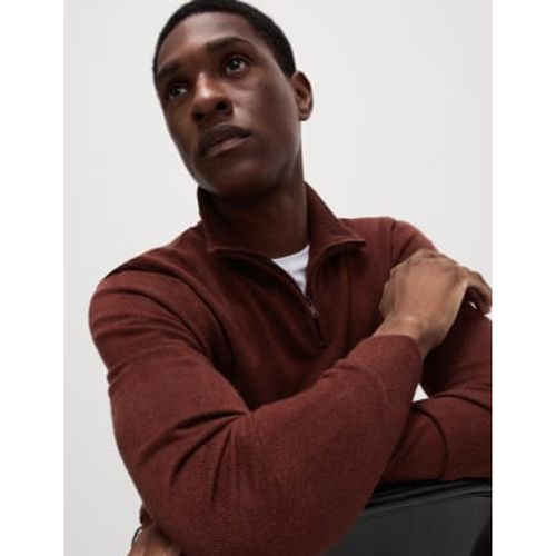 Mens Cashmilon™ High Neck Half Zip Jumper - - M&S Collection - Modalova