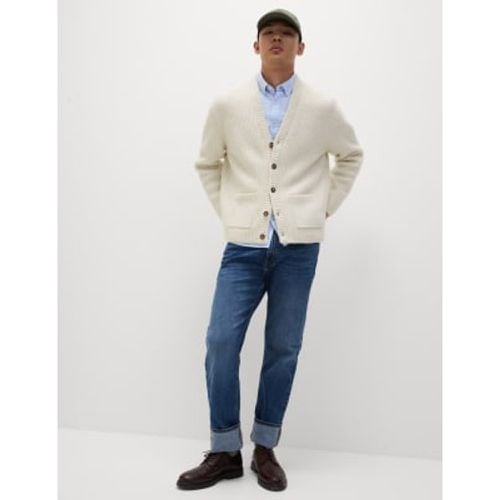 Mens Supersoft Ribbed V-Neck Cardigan with Wool - - M&S Collection - Modalova