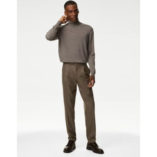 Mens Tailored Fit Pure Wool Flannel Trousers - - Autograph - Modalova