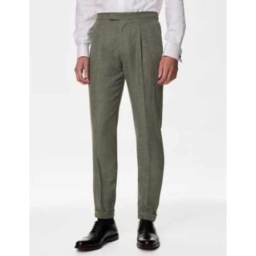 Mens Linen Rich Single Pleat Elasticated Trousers - - M&S Collection - Modalova