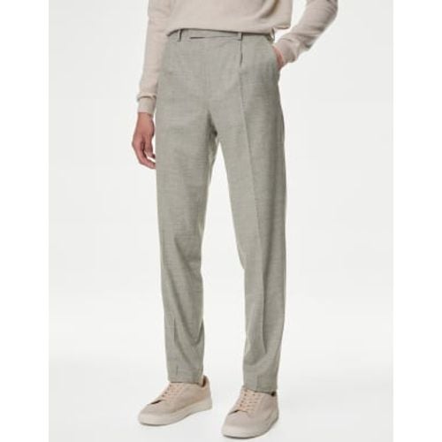 Mens Tailored Fit Checked Single Pleat Trousers - - M&S Collection - Modalova