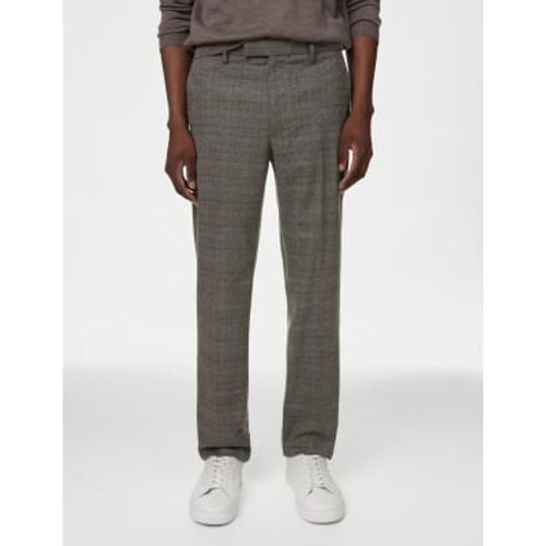 Mens Tailored Fit Check Active Waist Trousers - - M&S Collection - Modalova