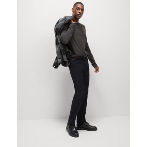 Mens Slim Fit Flat Front Stretch Trousers - - M&S Collection - Modalova