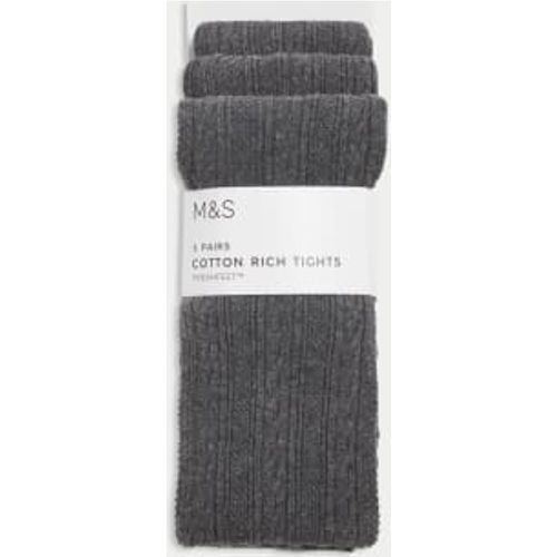 Girls 3pk of Cable Knit Tights (2-16 Yrs) - - M&S Collection - Modalova