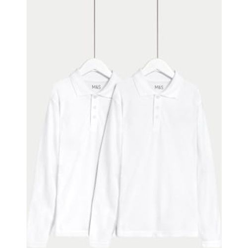 Unisex,Boys,Girls 2pk Unisex Pure Cotton Stain Resist School Polo Shirts (2-18 Yrs) - - M&S Collection - Modalova