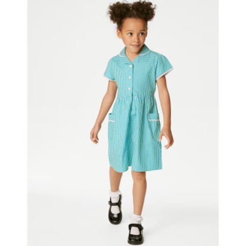 Girls Girls' Pure Cotton Gingham School Dress (2-14 Yrs) - - M&S Collection - Modalova