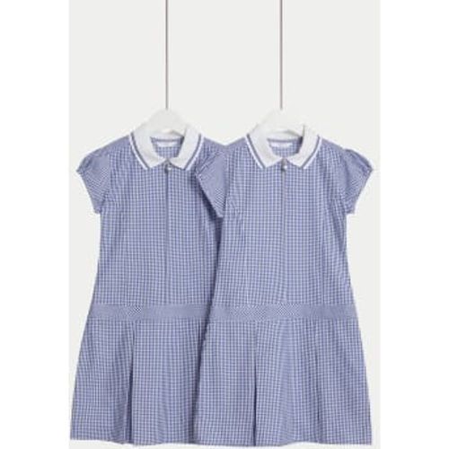 Girls 2pk Girls' Cotton Rich Gingham School Dress (2-14 Yrs) - - M&S Collection - Modalova