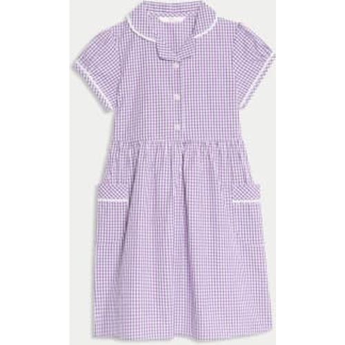 Girls Pure Cotton Gingham School Dress (2-14 Yrs) - - M&S Collection - Modalova