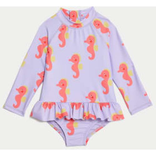 Girls Seahorse Long Sleeve Swimsuit (0-3 Yrs) - - M&S Collection - Modalova