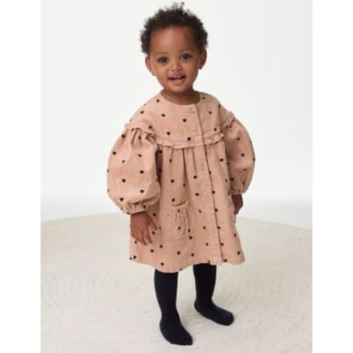 Girls 2pc Cotton Rich Heart Print Dress with Tights - - M&S Collection - Modalova