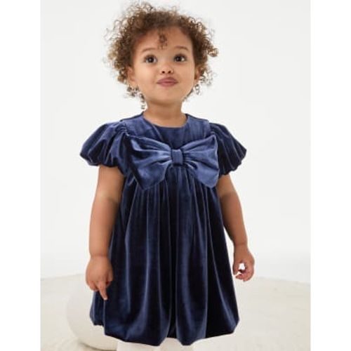 Girls 2pc Velour Bow Dress with Tights (0-8 Yrs) - - M&S Collection - Modalova