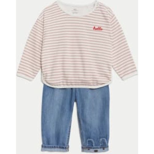 Girls 2pc Cotton Rich Striped Outfit (0-8 Yrs) - - M&S Collection - Modalova