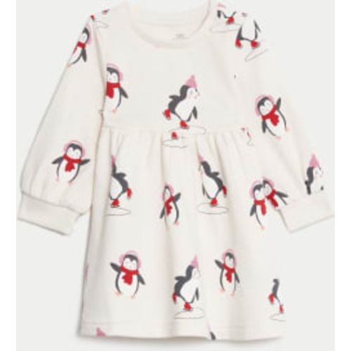 Girls Cotton Rich Penguin Dress (0-3 Yrs) - - M&S Collection - Modalova