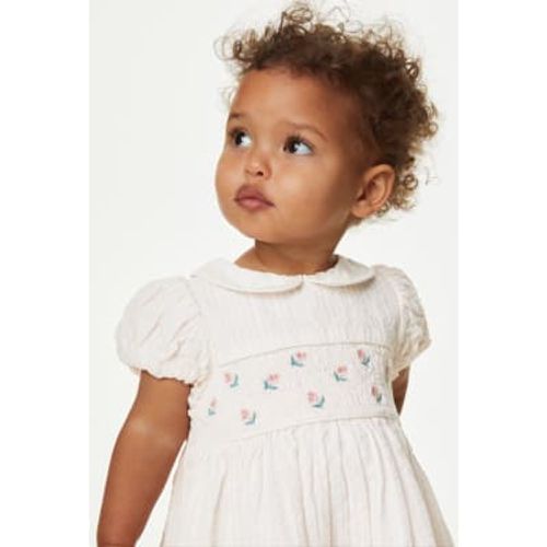 Girls Pure Cotton Striped Floral Dress (0-3 Yrs) - - M&S Collection - Modalova